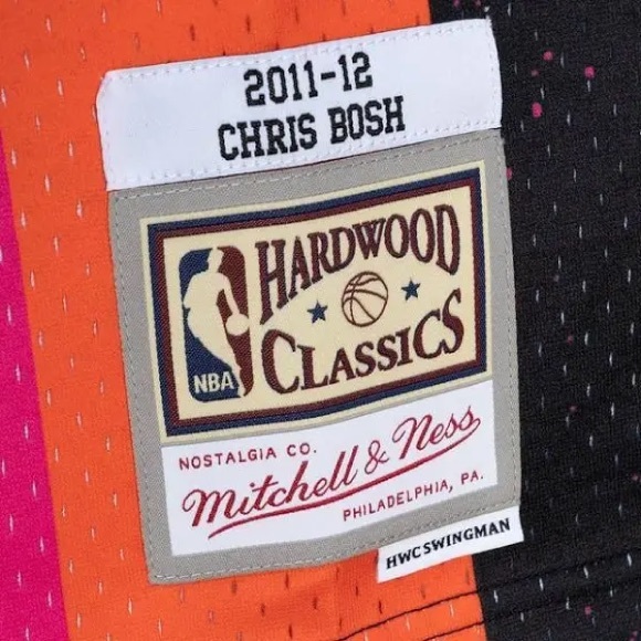 Miami Heat Chris Bosh Hardwood Classics 2011-12 Split Swingman Jersey NWT - Picture 3 of 7